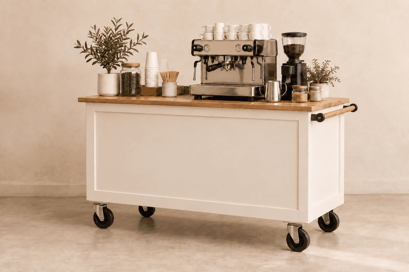 Illustrative example of a coffee cart; not a photo of Dellagussy Cakes and Coffee.